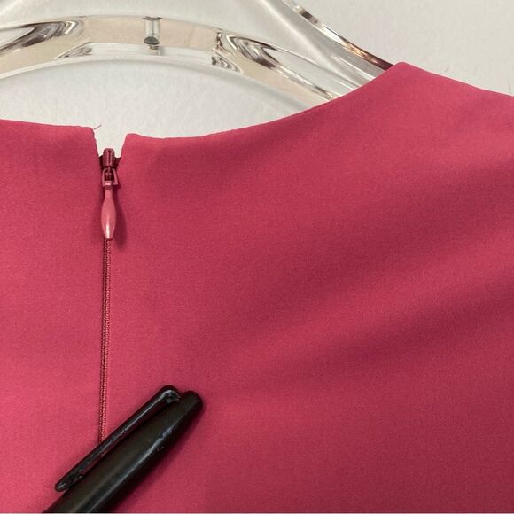 Kay Unger Dress Puff Statement Sleeve Stretch Poplin Lined Dusty Rose Event - Picture 16 of 16